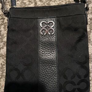 Coach Black Crossbody Bag with Textured Leather Accent